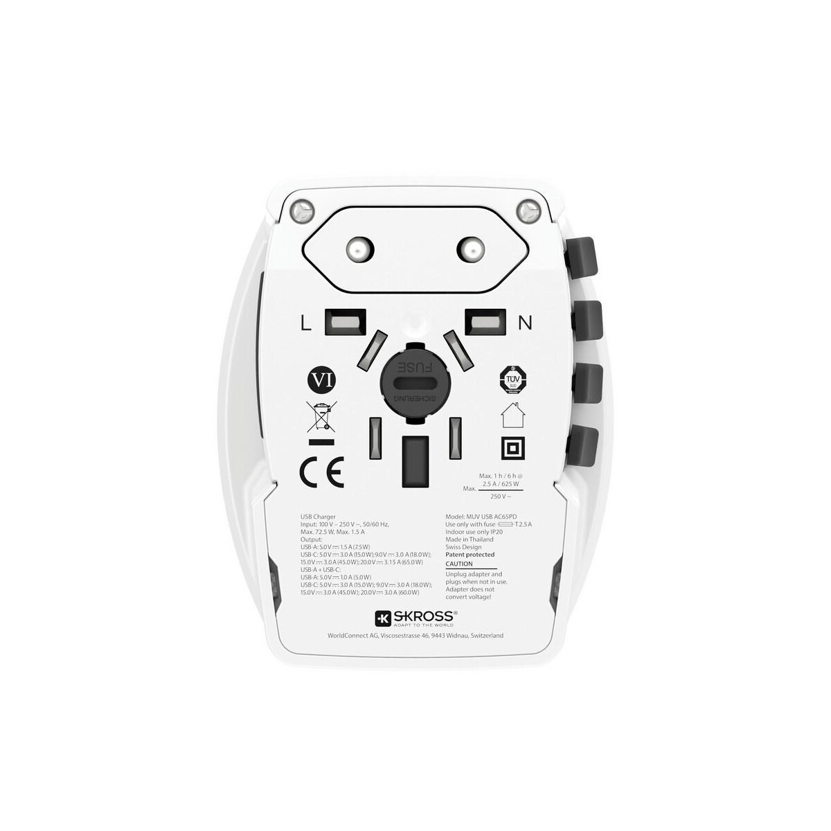 Adaptery podróżne z logo – adapter podróżny skross muv 65w VSK13-02_RB1.302976__B_4 Adapter podróżny SKROSS MUV 65W VSK13-02_RB1.302976__B_4