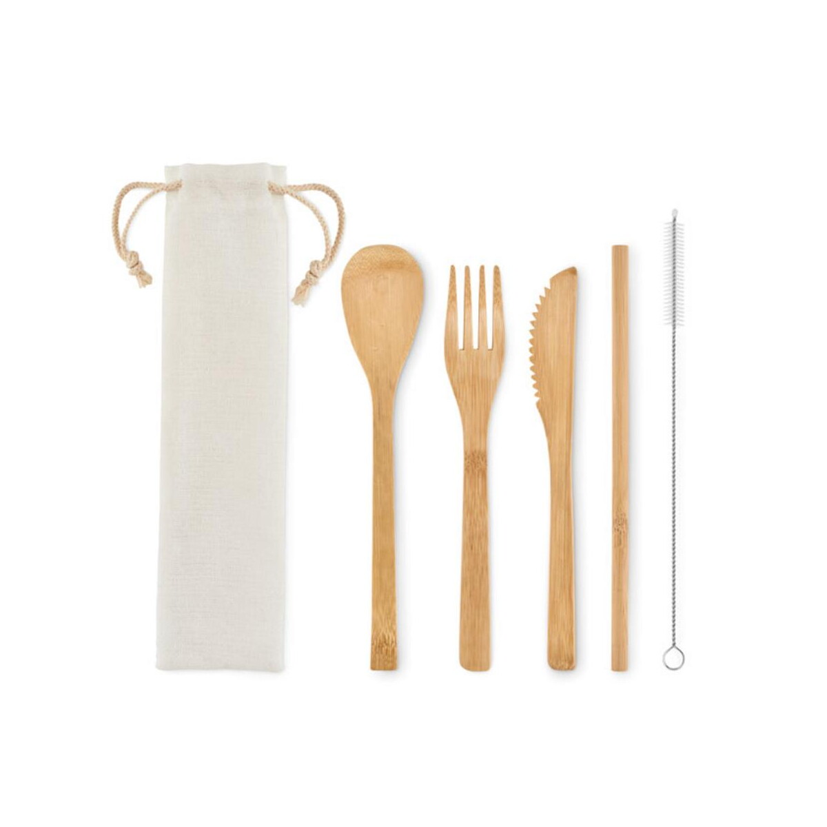 Akcesoria do kuchni z logo – bambusowe sztućce + słomka setstraw mo6121-13-top Bambusowe sztućce + słomka SETSTRAW mo6121-13-top