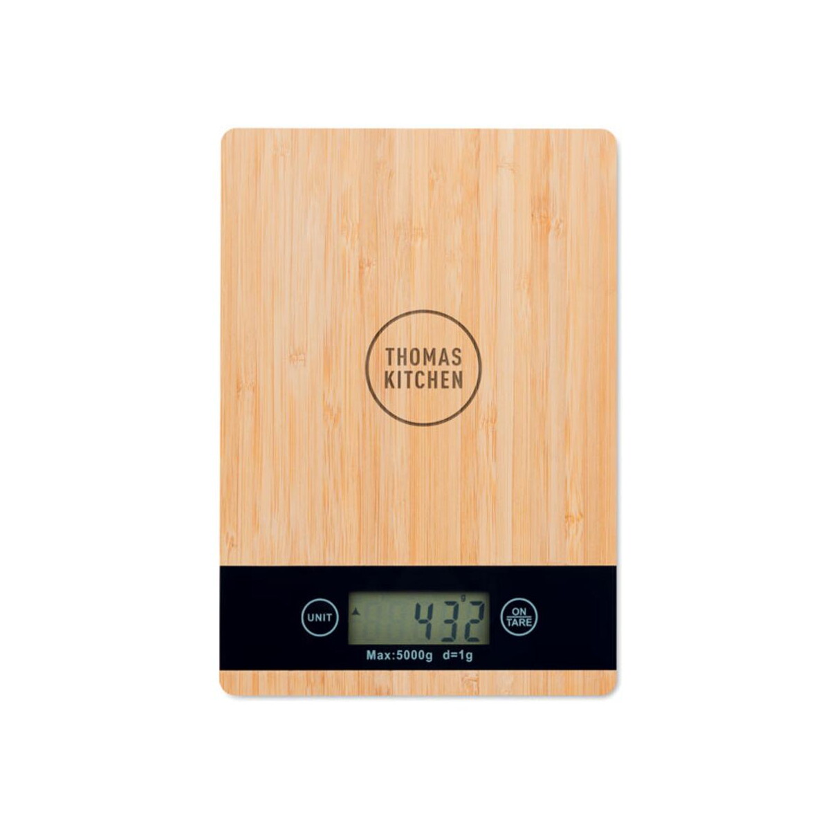 Akcesoria do kuchni z logo – cyfrowa waga kuchenna, bambus precise mo6245-40-print Cyfrowa waga kuchenna, bambus PRECISE mo6245-40-print