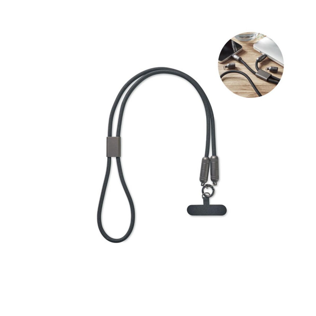Akcesoria do smartfonów z logo – smycz do telefonu z kablem 60w shaka mo2585-03 Smycz do telefonu z kablem 60W SHAKA mo2585-03