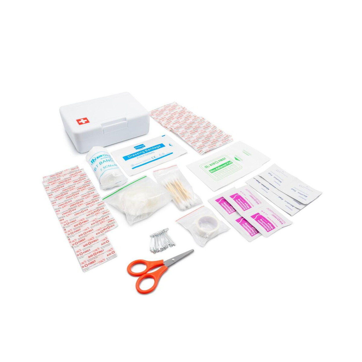 Apteczki z logo – apteczka w plastikowym opakowaniu, 64 el. | ramona V7249-02_INS02 Apteczka w plastikowym opakowaniu, 64 el. | Ramona V7249-02_INS02