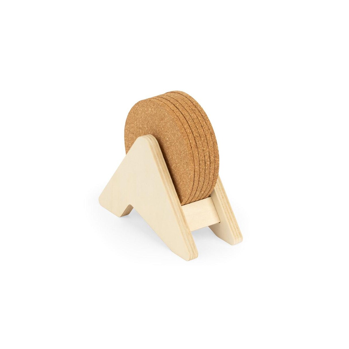 Artykuły do domu z logo – plycork. stojak ze sklejki z 6 korkowymi podstawkami 94368_160 PLYCORK. Stojak ze sklejki z 6 korkowymi podstawkami 94368_160