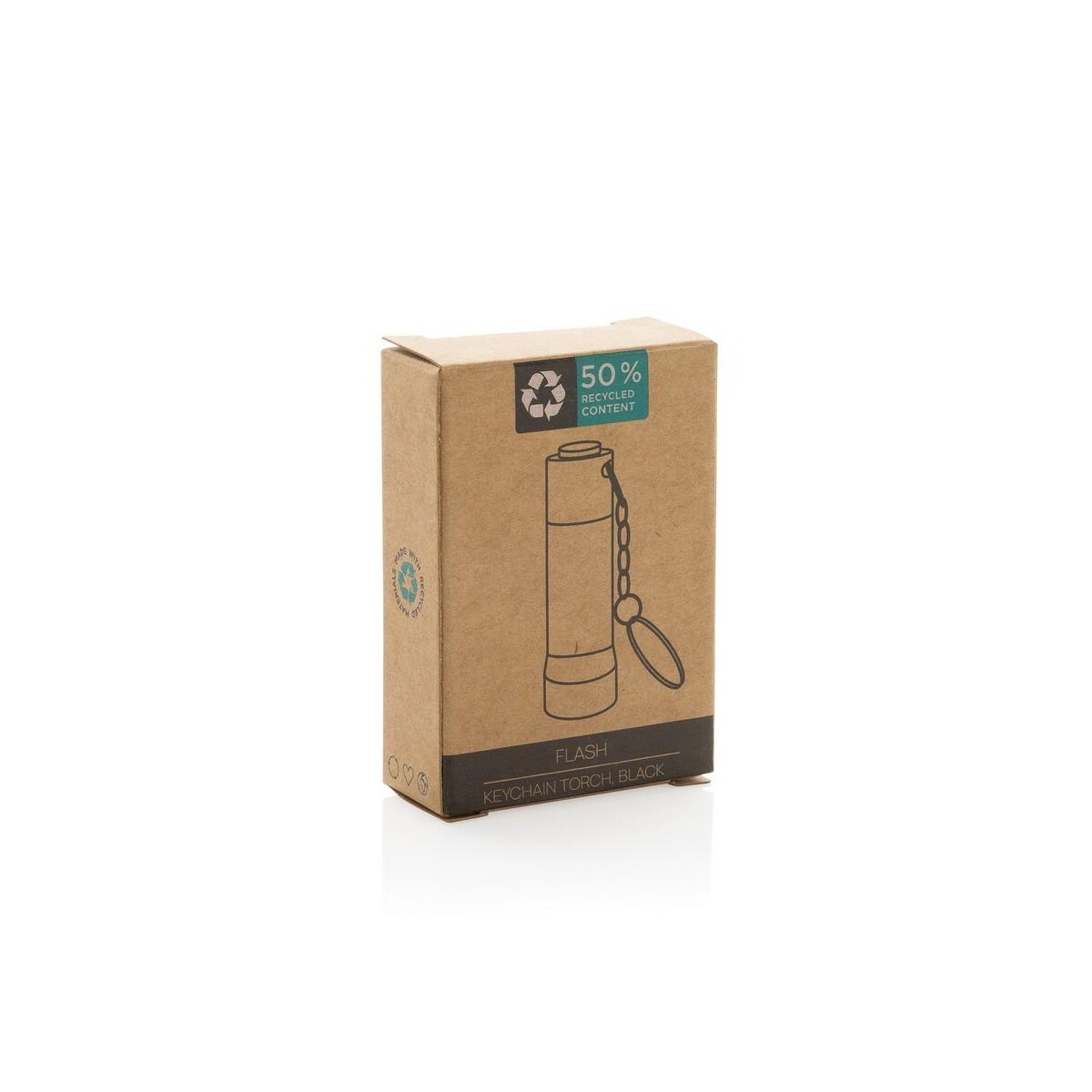 Breloki latarki z logo – brelok do kluczy z aluminium z recyklingu, latarka flash P514.0401__P_501 Brelok do kluczy z aluminium z recyklingu, latarka Flash P514.0401__P_501