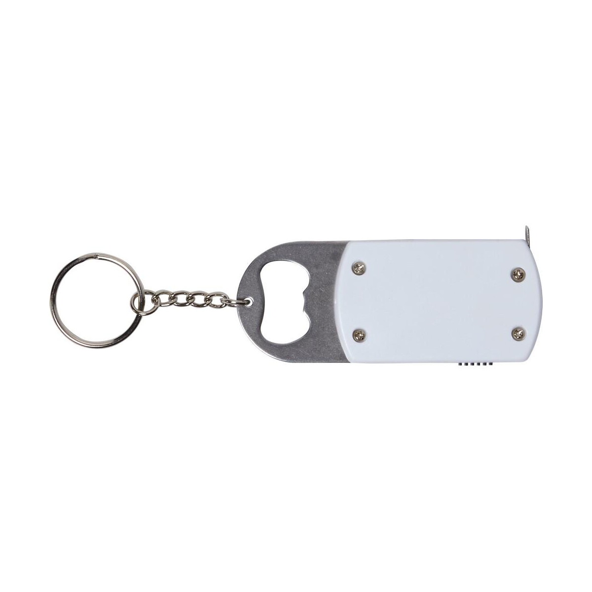 Breloki wielofunkcyjne z logo – brelok do kluczy, lampka led, otwieracz do butelek, miara 1m V9458-02_IBK01 Brelok do kluczy, lampka LED, otwieracz do butelek, miara 1m V9458-02_IBK01