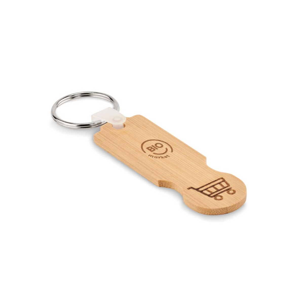 Breloki z żetonem z logo – bambusowy brelok z żetonem compras mo6797-40-print Bambusowy brelok z żetonem COMPRAS mo6797-40-print