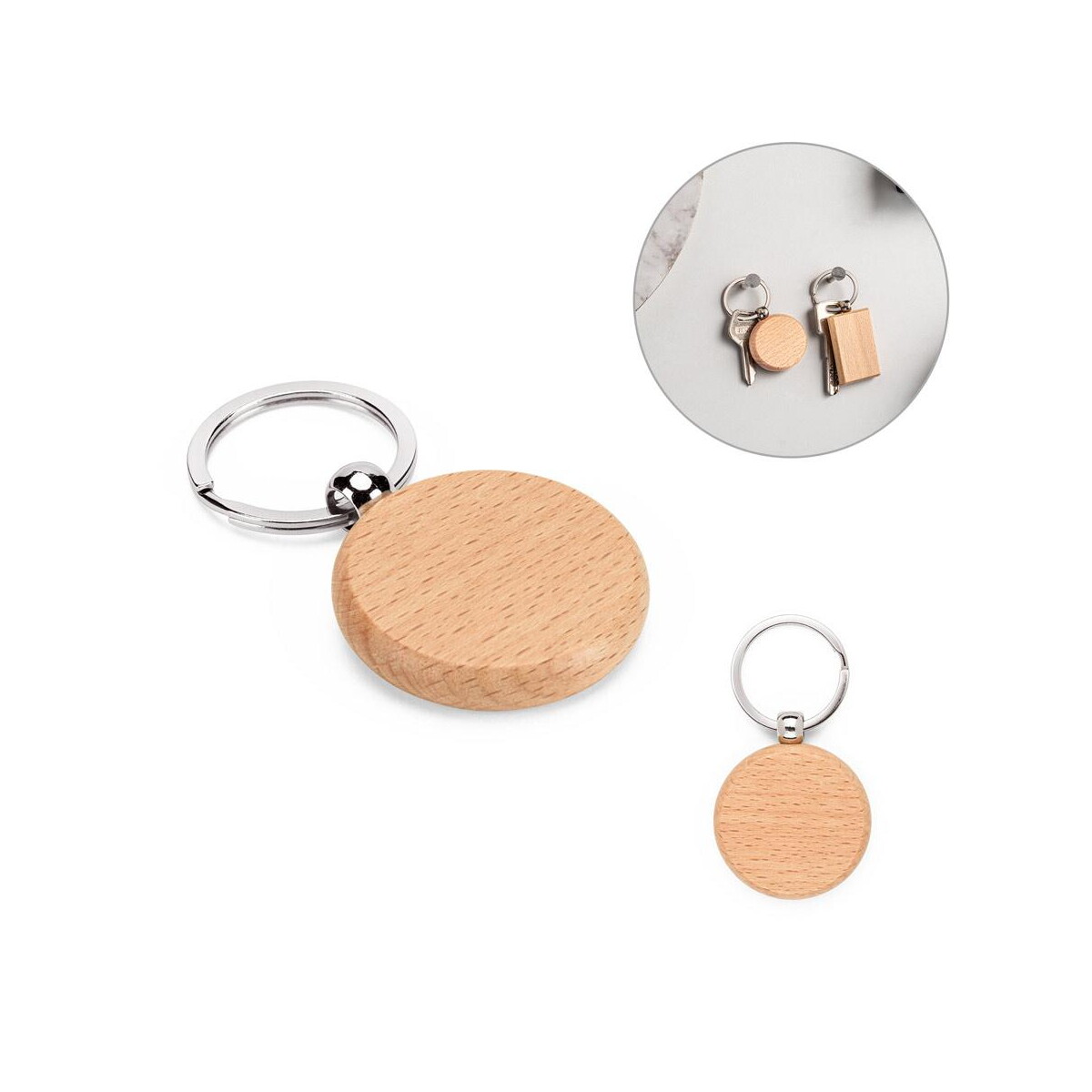 STEWIE ROUND. Okrągły brelok z drewna bukowego 95094_set