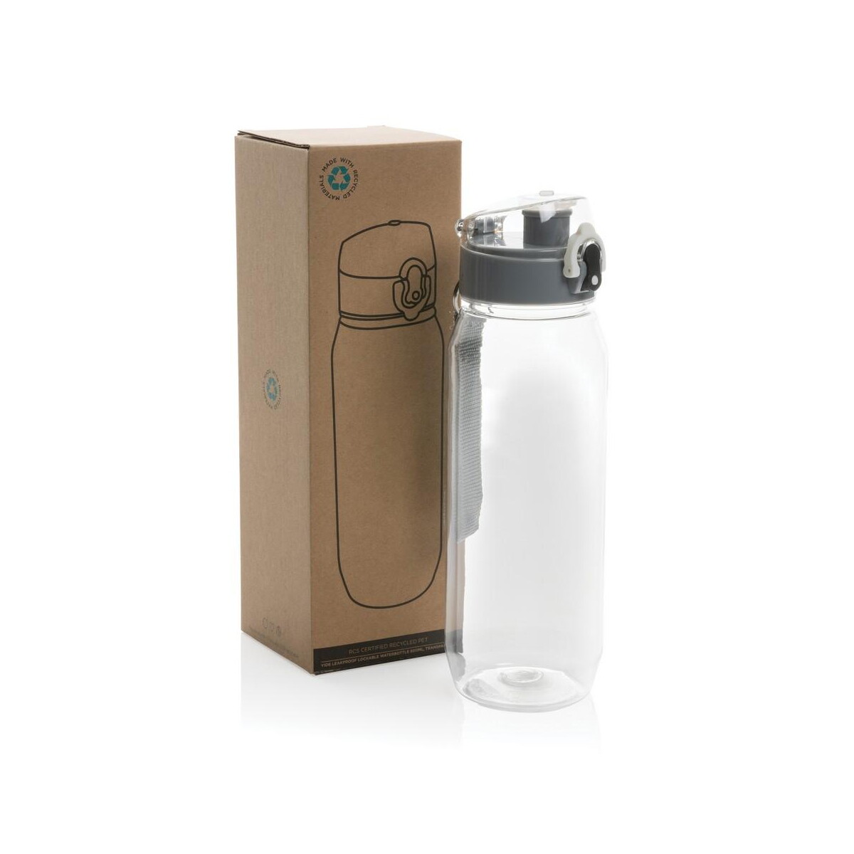 Butelki z logo – butelka sportowa 800 ml yide, rpet P437.020__P_500 Butelka sportowa 800 ml Yide, RPET P437.020__P_500