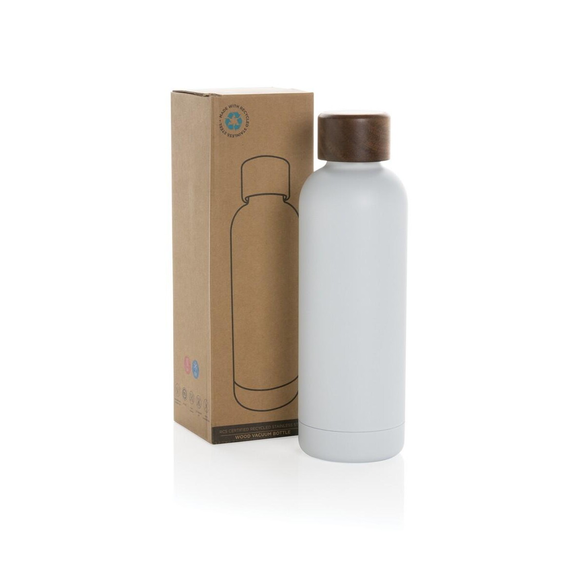 Butelki z logo – butelka termiczna 500 ml wood, stal nierdzewna z recyklingu P435.533__P_500 Butelka termiczna 500 ml Wood, stal nierdzewna z recyklingu P435.533__P_500