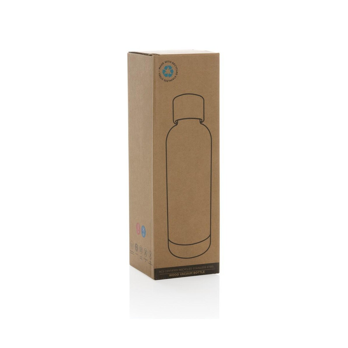 Butelki z logo – butelka termiczna 500 ml wood, stal nierdzewna z recyklingu P435.533__P_501 Butelka termiczna 500 ml Wood, stal nierdzewna z recyklingu P435.533__P_501