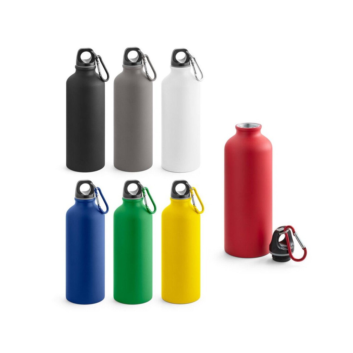 Butelki z logo – collina. aluminiowa butelka z karabińczykiem 540 ml 94246_set COLLINA. Aluminiowa butelka z karabińczykiem 540 ml 94246_set