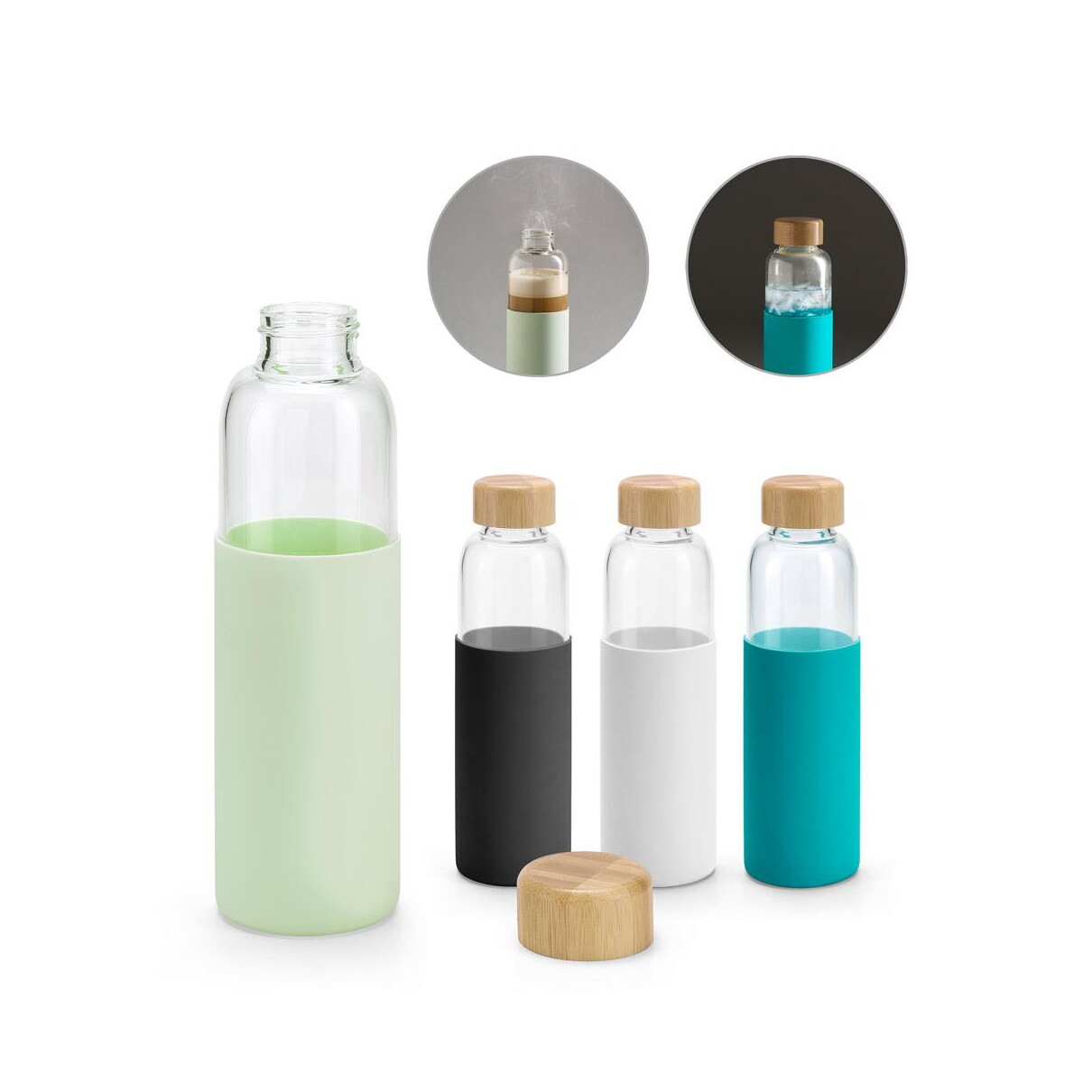 Butelki z logo – dakar. bamboo and borosilicate glass bottle 600 ml 94699_set DAKAR. Bamboo and borosilicate glass bottle 600 mL 94699_set