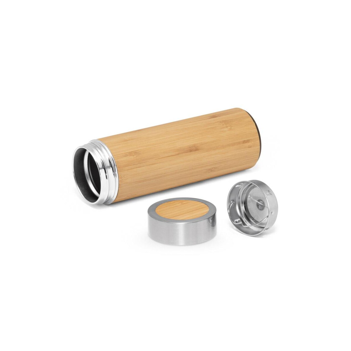 Butelki z logo – naturel. butelka termiczna z bambusa i stali nierdzewnej (90% z recyklingu) 430 ml 94683_160-c NATUREL. Butelka termiczna z bambusa i stali nierdzewnej (90% z recyklingu) 430 ml 94683_160-c
