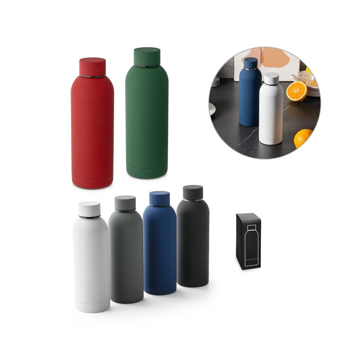 Butelki z logo – odin. butelka ze stali nierdzewnej 550 ml 94603_set ODIN. Butelka ze stali nierdzewnej 550 mL 94603_set