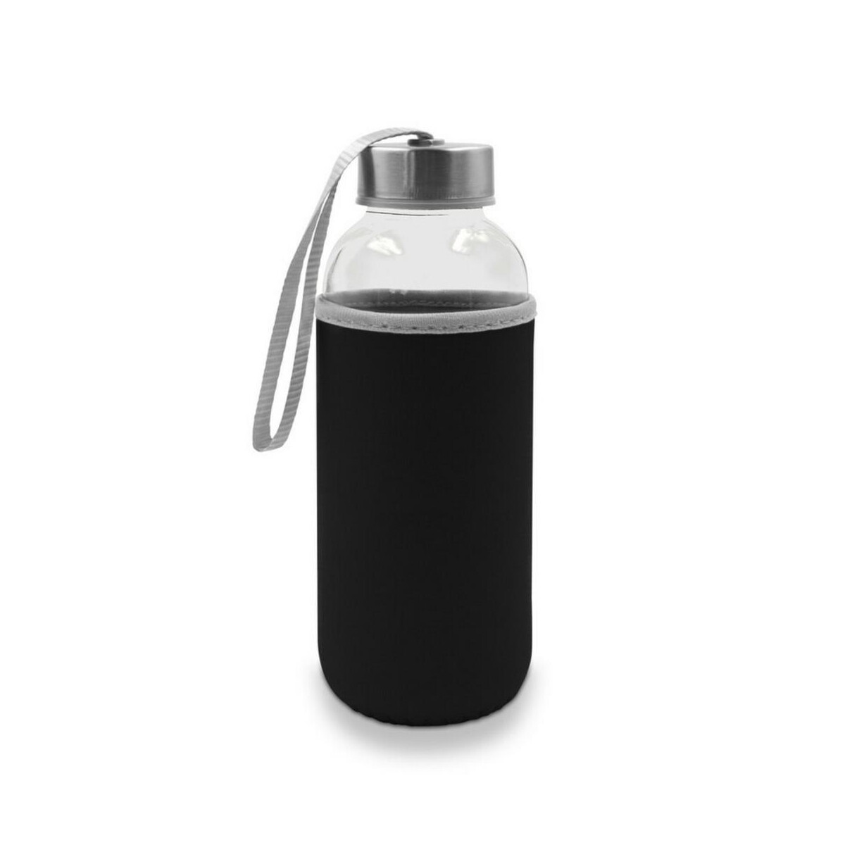 Butelki z logo – szklana butelka 420 ml w pokrowcu | bob V0462.0-03_AAA01 Szklana butelka 420 ml w pokrowcu | Bob V0462.0-03_AAA01