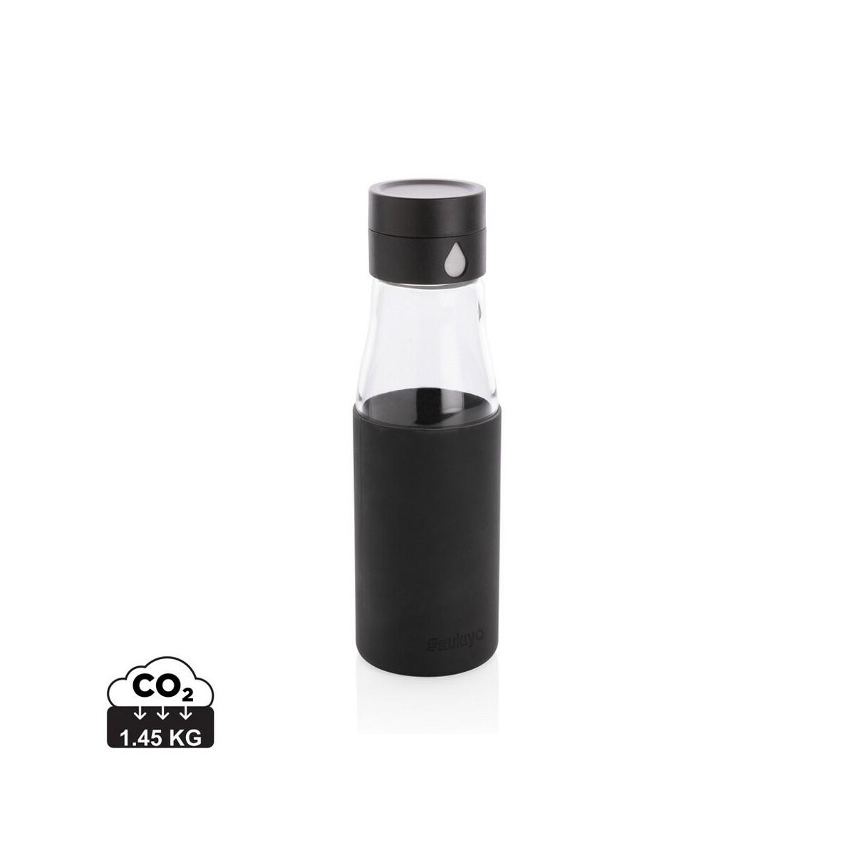 Butelki z logo – szklana butelka 650 ml ukiyo, monitorująca ilość wypitej wody P436.721_S_0 Szklana butelka 650 ml Ukiyo, monitorująca ilość wypitej wody P436.721_S_0