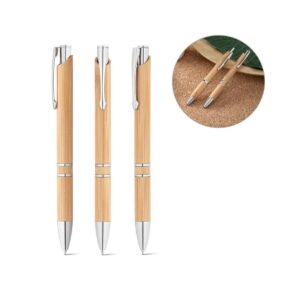 BETA BAMBOO. Bambusowy długopis z klipsem i metalowymi elementami 81011_set