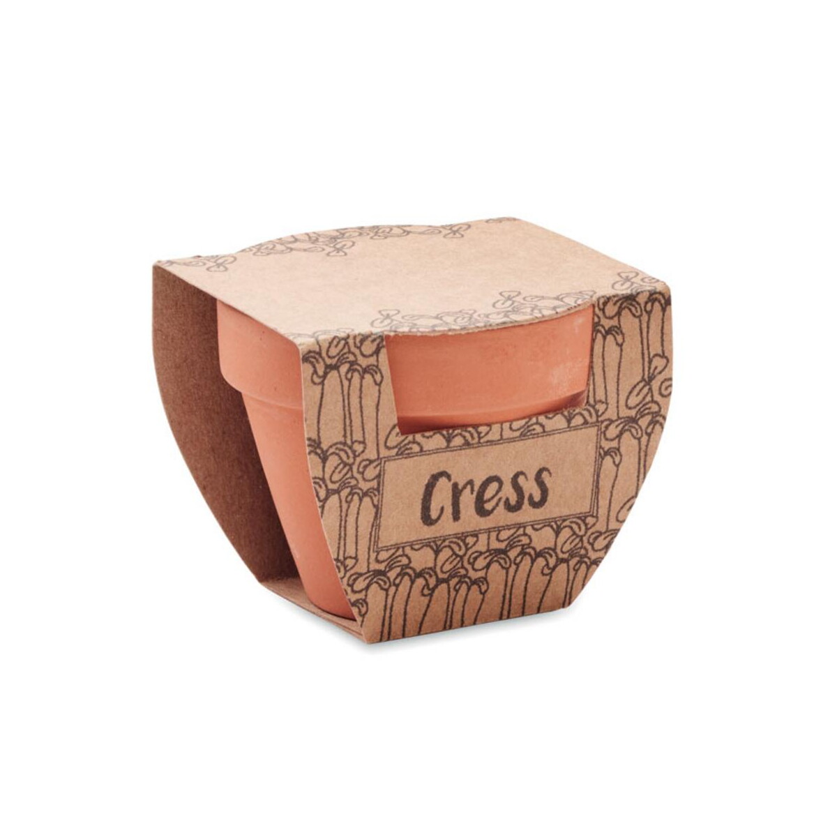 Doniczki z logo – nasiona rzeżuchy w doniczce cress pot mo2219-40-open Nasiona rzeżuchy w doniczce CRESS POT mo2219-40-open