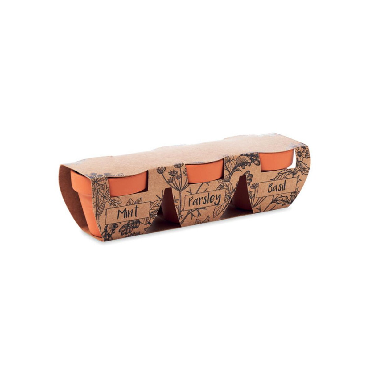 Doniczki z logo – zestaw 3 doniczek z terakoty flowerpot mo6145-40-side Zestaw 3 doniczek z terakoty FLOWERPOT mo6145-40-side