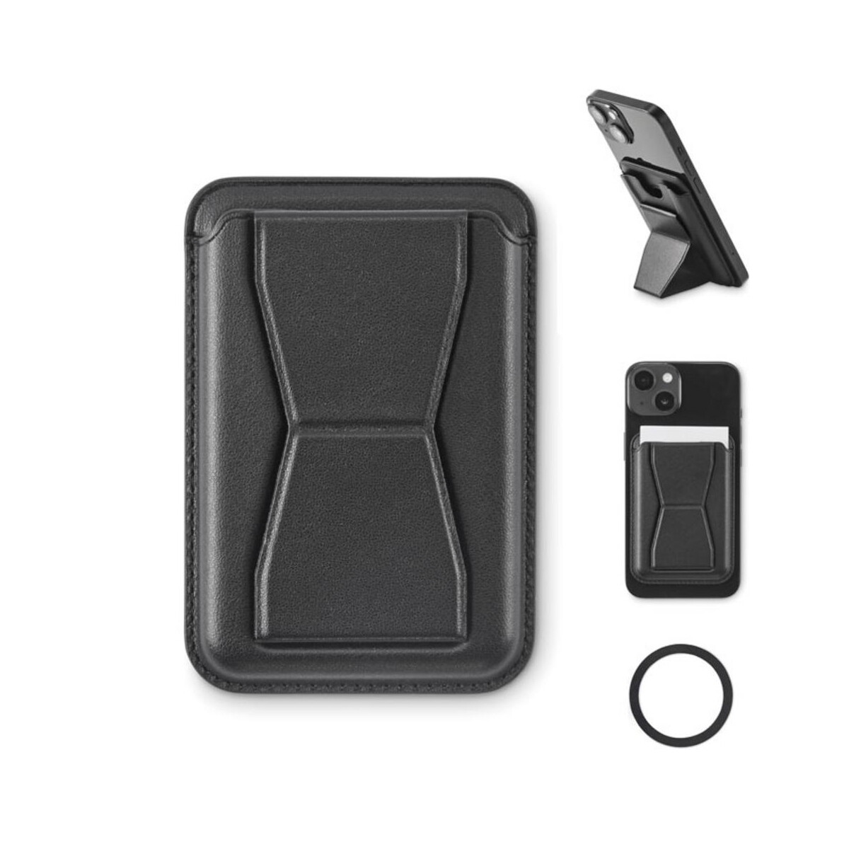 Etui na telefon z logo – magnetyczny uchwyt na kartę pu leamag mo2654-03 Magnetyczny uchwyt na kartę PU LEAMAG mo2654-03
