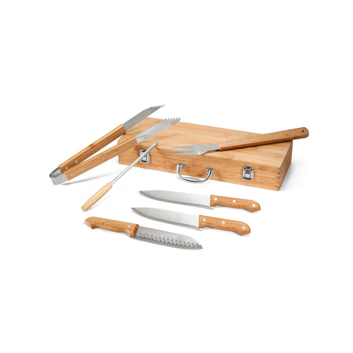 Gadżety do grilla z logo – kabsa. zestaw do grillowania dostarczany w bambusowym etui 53844_160 KABSA. Zestaw do grillowania dostarczany w bambusowym etui 53844_160