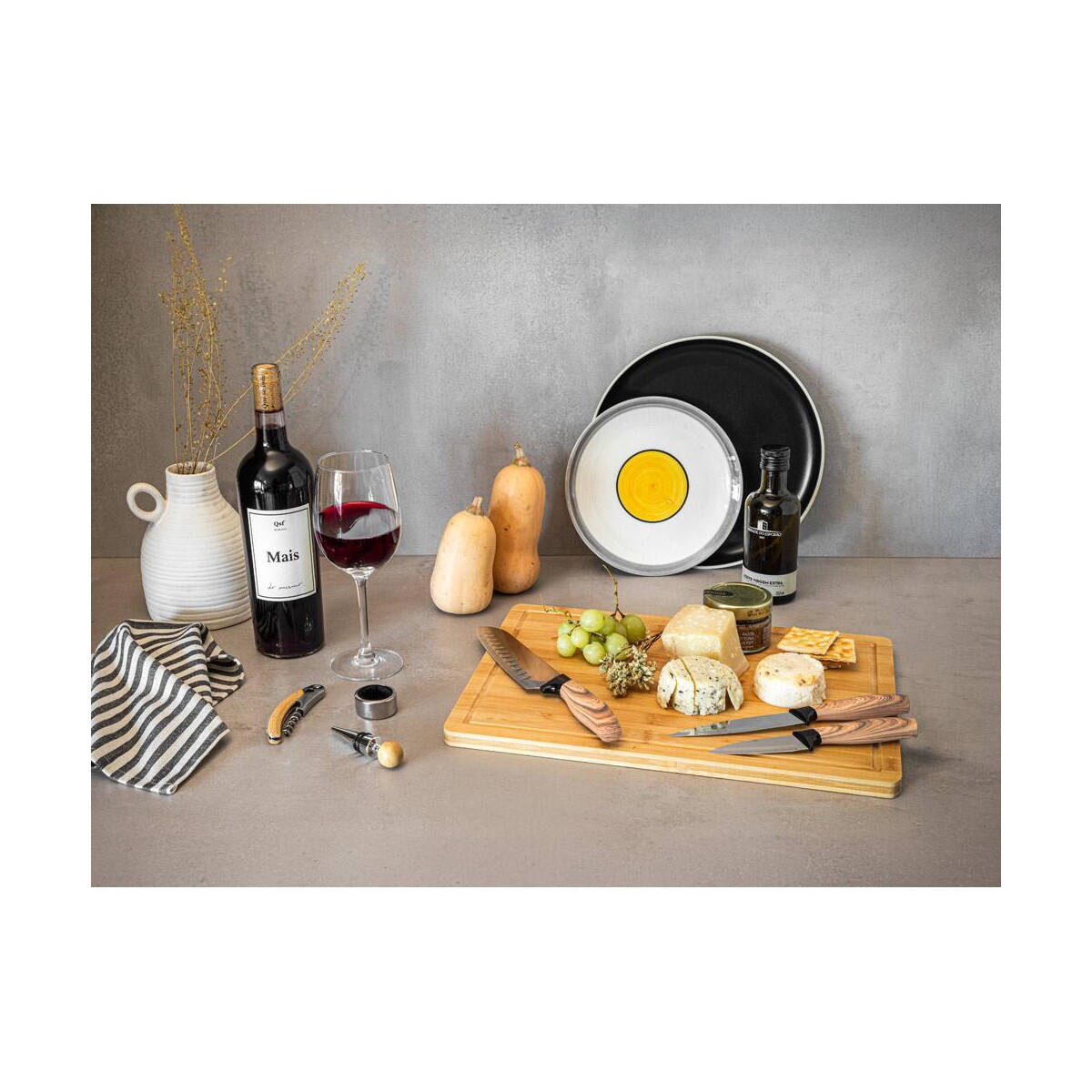 Gadżety do wina z logo – savory. zestaw do wina z bambusa i stali nierdzewnej 94388_amb SAVORY. Zestaw do wina z bambusa i stali nierdzewnej 94388_amb