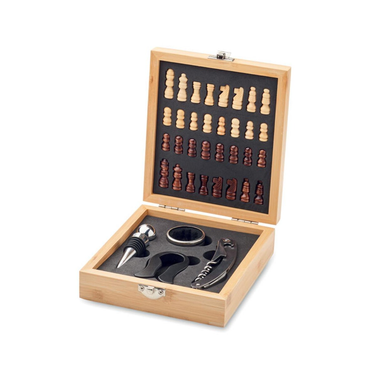 Gadżety do wina z logo – zestaw do wina z szachownicą chesset mo2393-40-top Zestaw do wina z szachownicą CHESSET mo2393-40-top