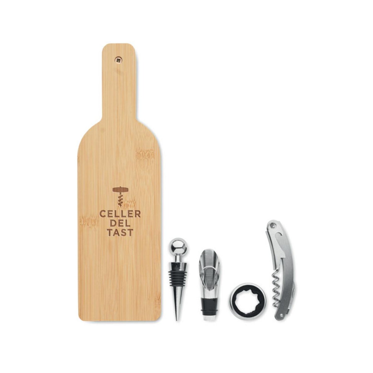 Gadżety do wina z logo – zestaw w kształcie butelki vinovault set mo2381-40-print Zestaw w kształcie butelki VINOVAULT SET mo2381-40-print