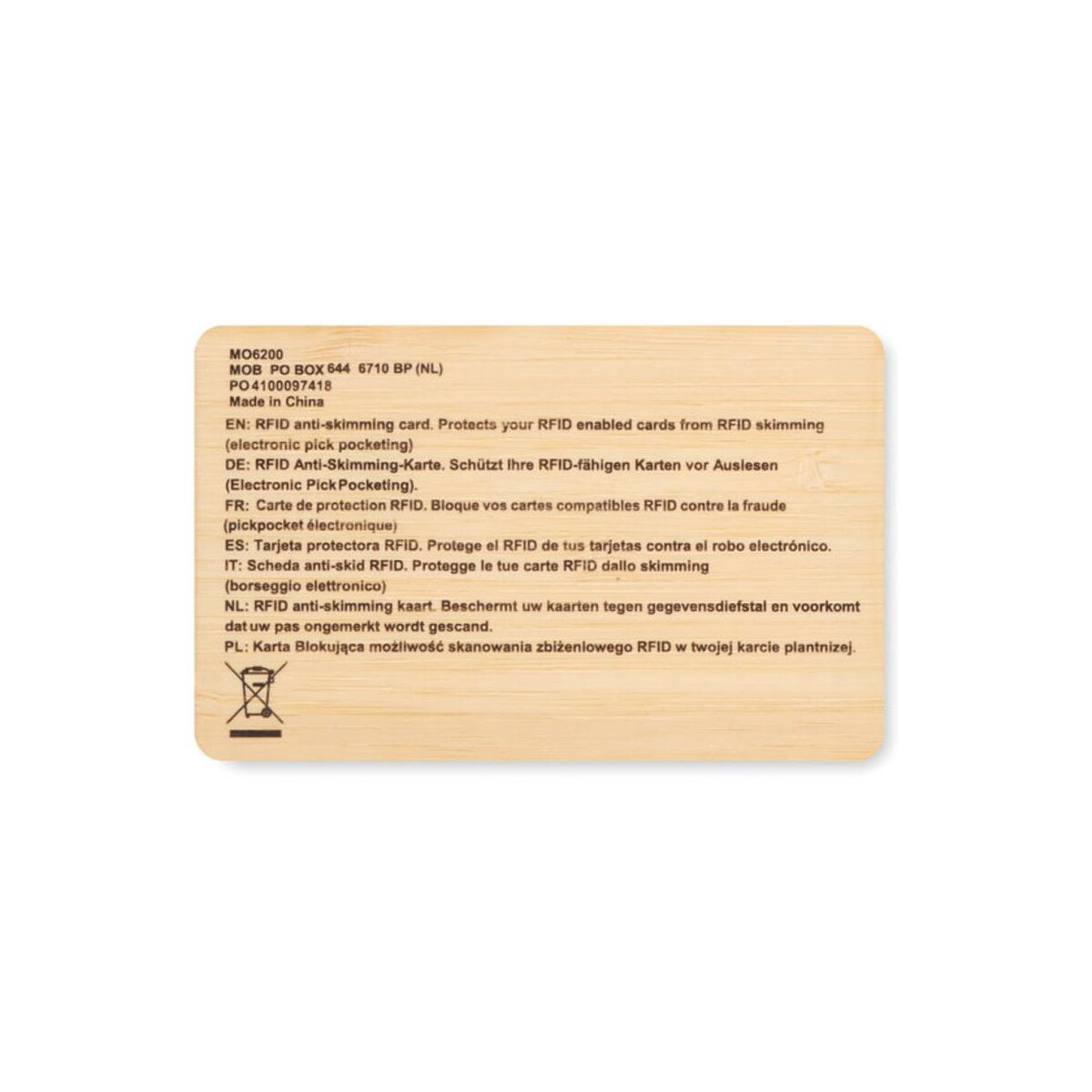 Gadżety na biurko z logo – karta rfid wykonana z bambusa custos + mo6200-40-back Karta RFID wykonana z bambusa CUSTOS + mo6200-40-back