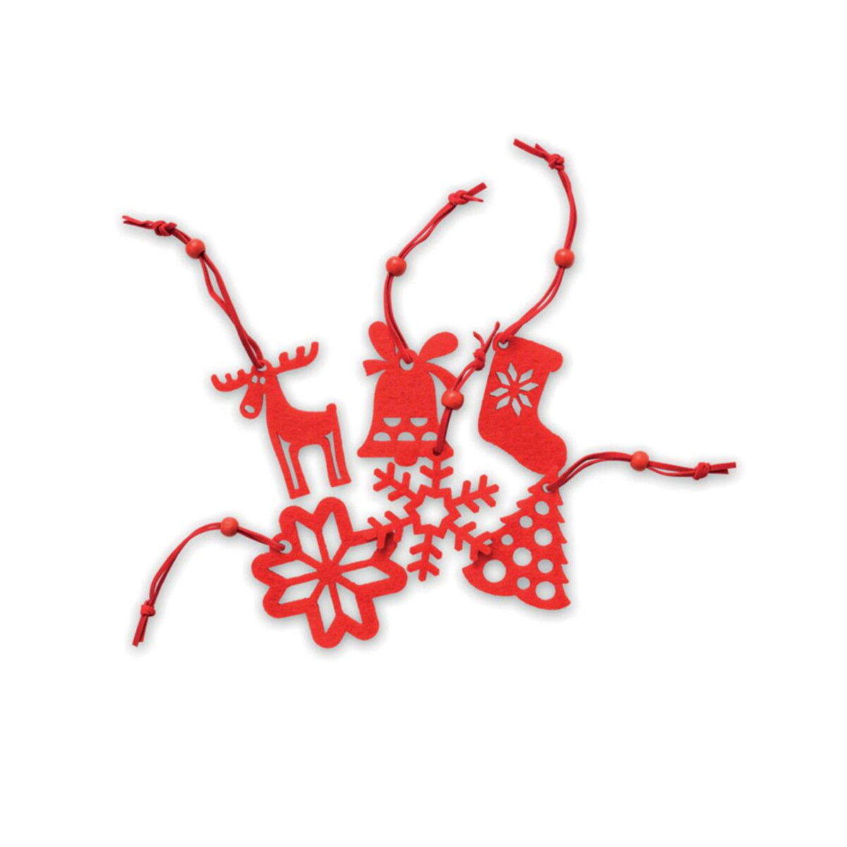 Gadżety świąteczne z logo – 6 zawieszek na choinkę, filc rouge cx1335-05-back 6 zawieszek na choinkę, filc ROUGE cx1335-05-back