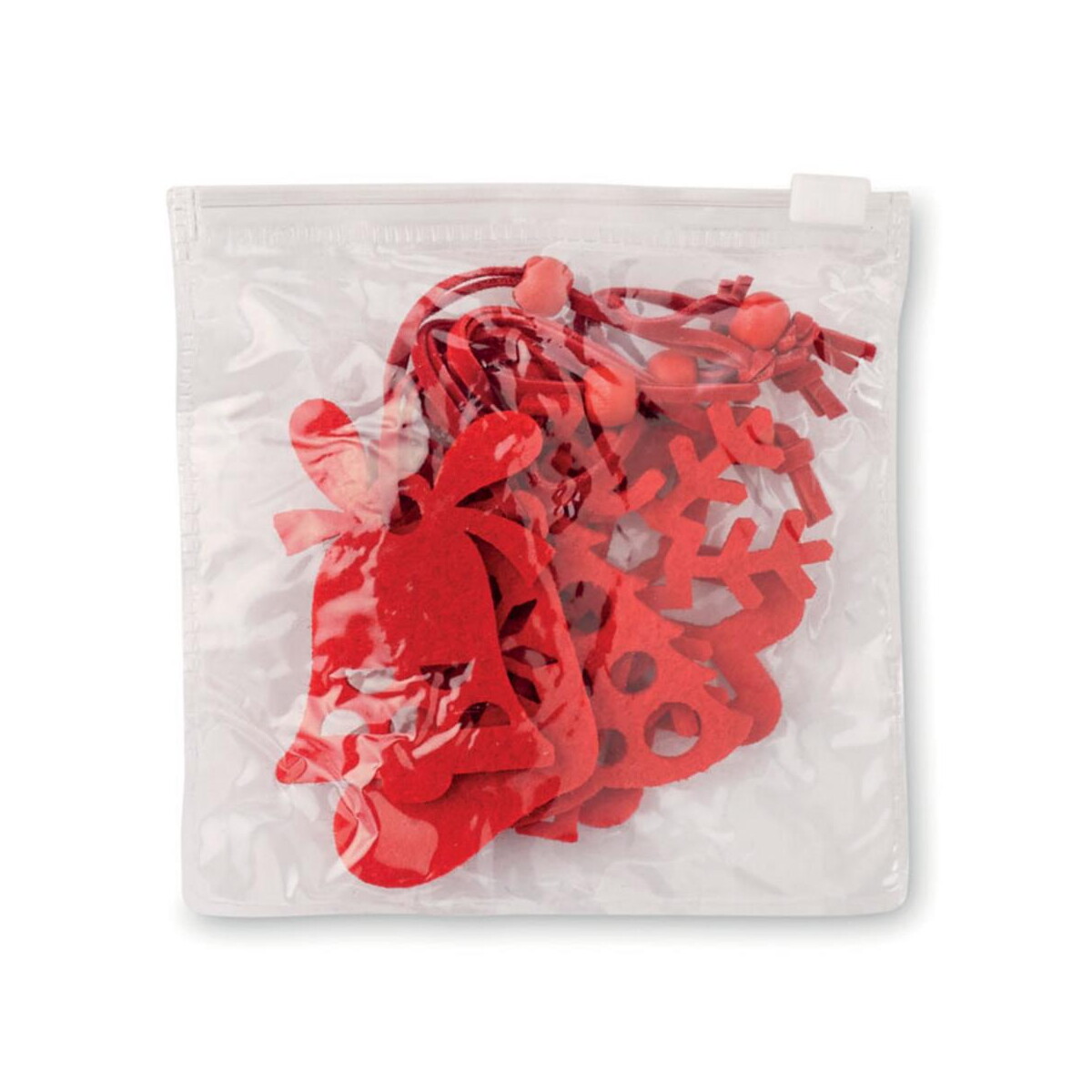 Gadżety świąteczne z logo – 6 zawieszek na choinkę, filc rouge cx1335-05b 6 zawieszek na choinkę, filc ROUGE cx1335-05b