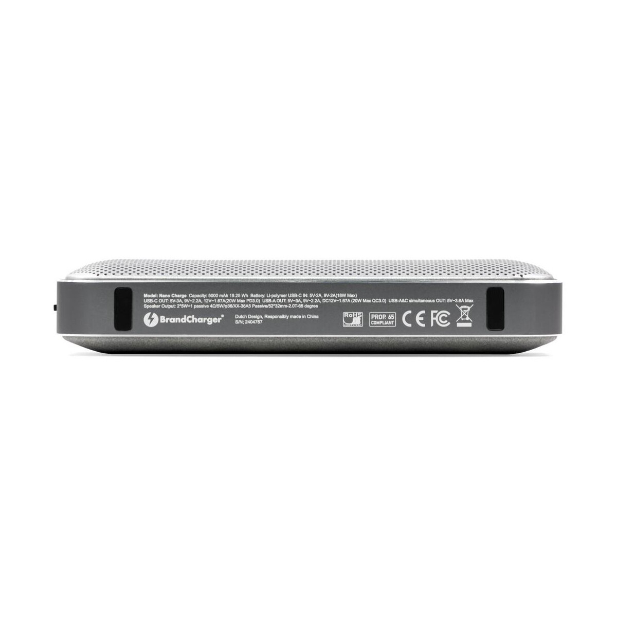Głośniki z logo – głośnik bezprzewodowy 10w, power bank 5000 mah brandcharger nano charge VA271-03_IUN01 Głośnik bezprzewodowy 10W, power bank 5000 mAh BrandCharger Nano Charge VA271-03_IUN01
