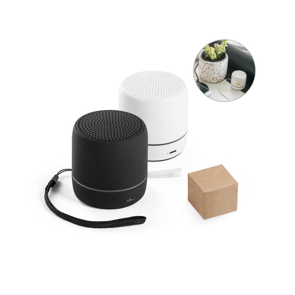 TURING. Przenośny głośnik 3W z 4-godzinną żywotnością baterii na recyklingowanego ABS (100% rABS) 97097_set