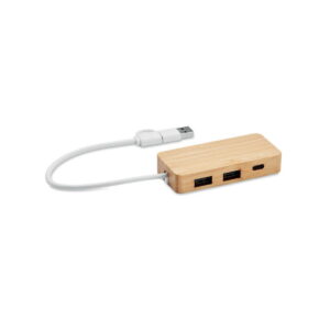 3-portowy bambusowy hub USB HUBBAM mo2143-40