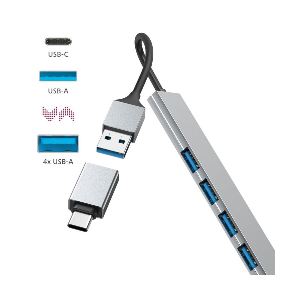 Huby usb z logo – hub usb, usb-c hama VH072-19_AAA03 Hub USB, USB-C Hama VH072-19_AAA03
