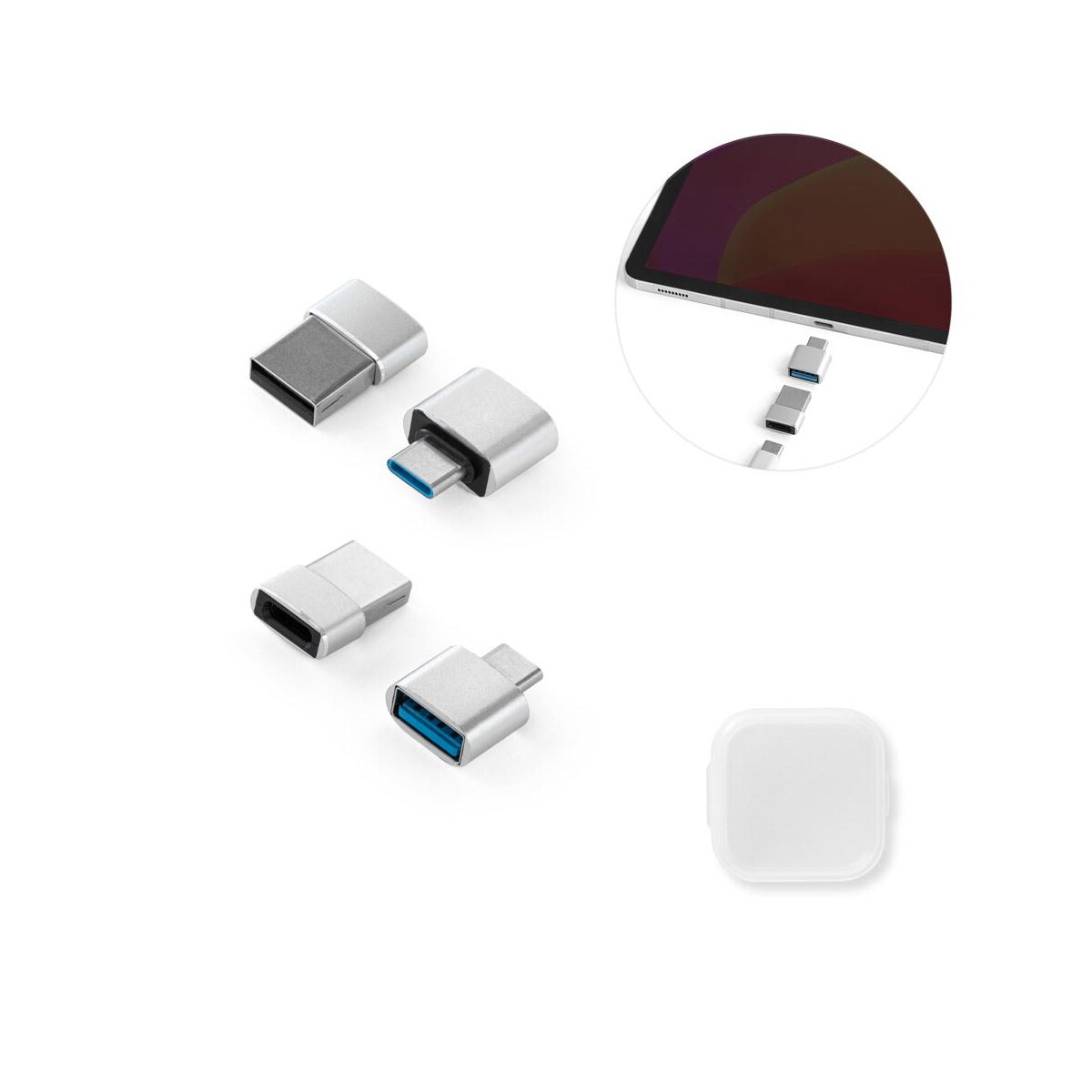 Huby usb z logo – minsky. zestaw 2 aluminiowych adapterów usb-a / usb-c 97090_set MINSKY. Zestaw 2 aluminiowych adapterów USB-A / USB-C 97090_set