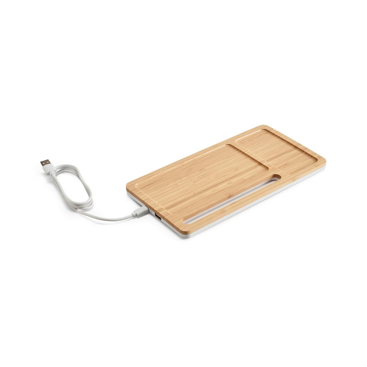 Huby usb z logo – mott. organizer na biurko z ładowarką bezprzewodową 15w z bambusa i abs 97911_160 MOTT. Organizer na biurko z ładowarką bezprzewodową 15W z bambusa i ABS 97911_160
