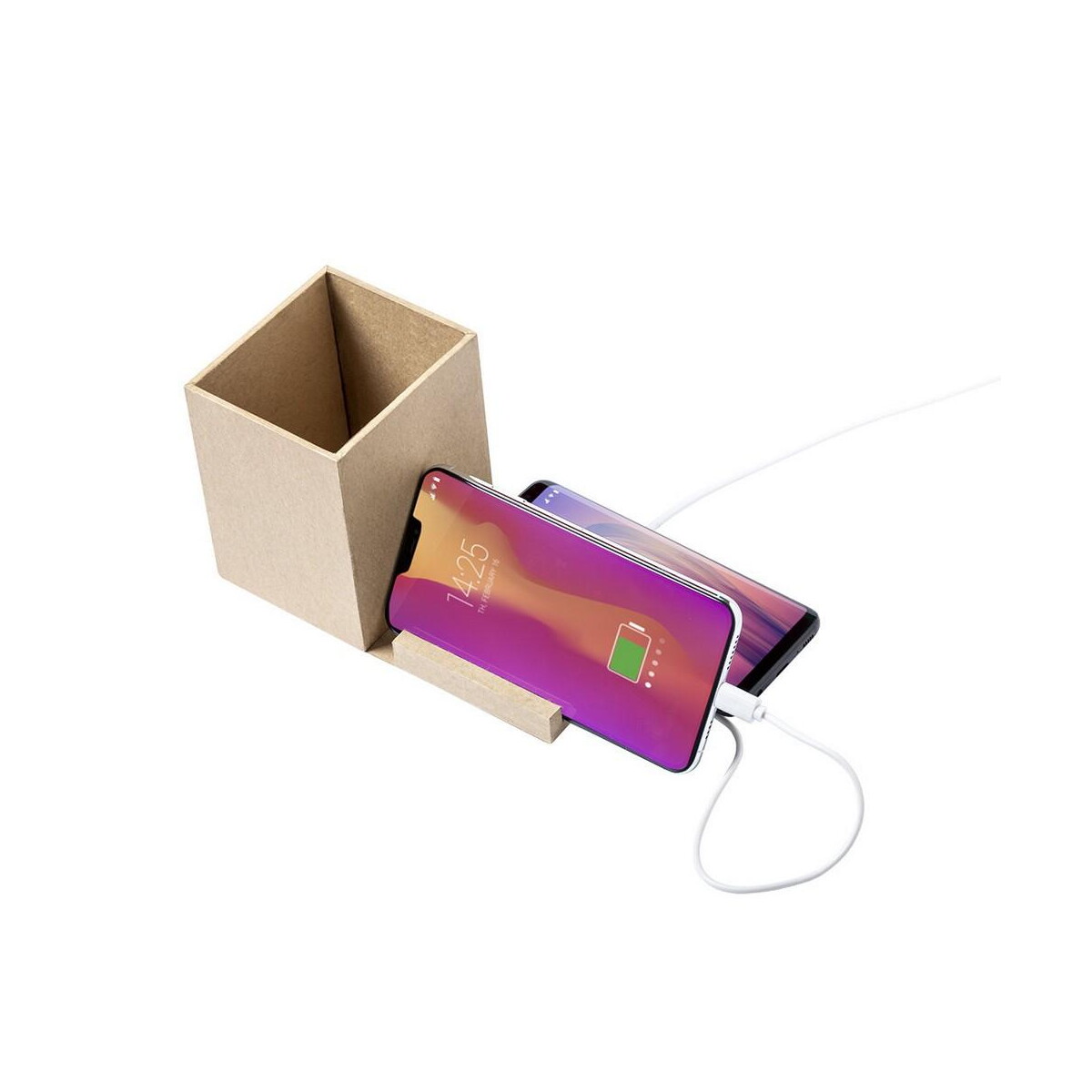 Huby usb z logo – składana ładowarka bezprzewodowa 5w z kartonu z recyklingu, hub usb 2.0, pojemnik na przybory do pisania, stojak na telefon V0178-00_AAA04 Składana ładowarka bezprzewodowa 5W z kartonu z recyklingu, hub USB 2.0, pojemnik na przybory do pisania, stojak na telefon V0178-00_AAA04