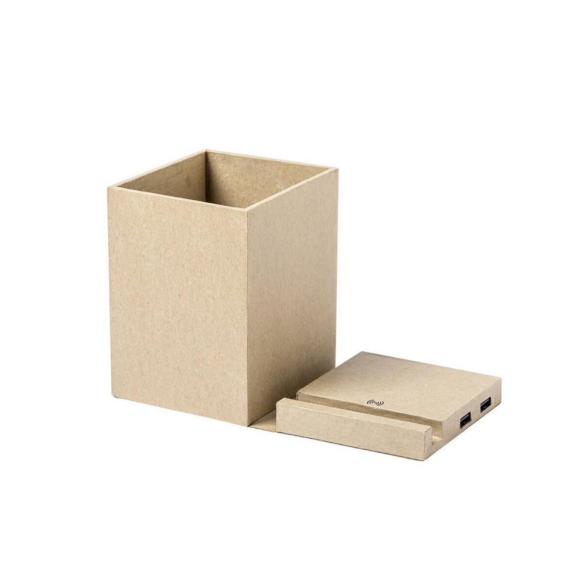Huby usb z logo – składana ładowarka bezprzewodowa 5w z kartonu z recyklingu, hub usb 2.0, pojemnik na przybory do pisania, stojak na telefon V0178-00_AAA05 Składana ładowarka bezprzewodowa 5W z kartonu z recyklingu, hub USB 2.0, pojemnik na przybory do pisania, stojak na telefon V0178-00_AAA05