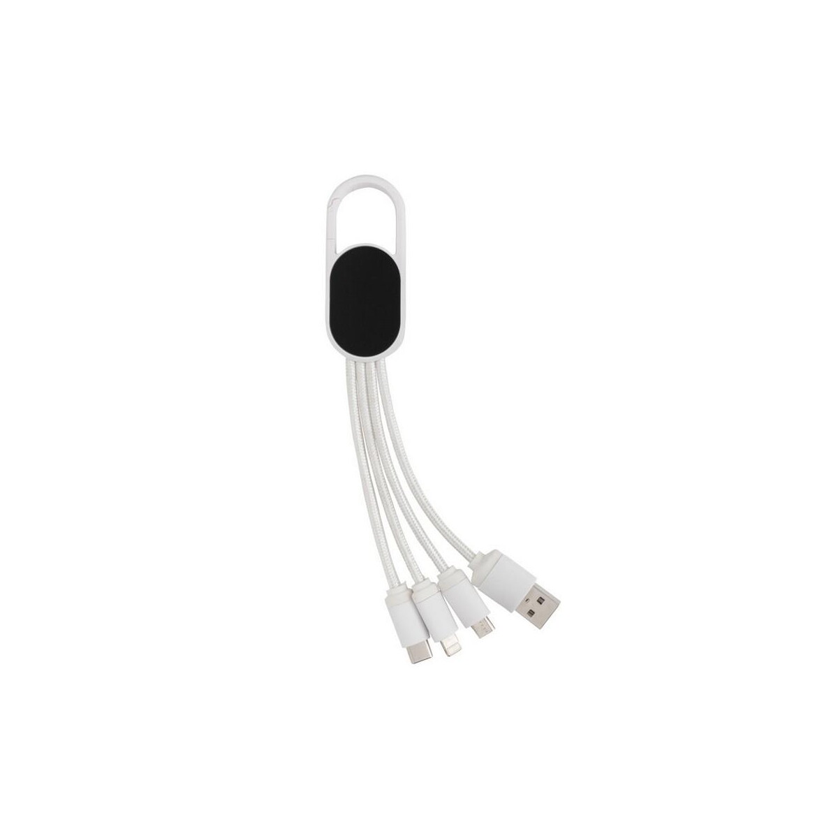 Kable usb z logo – kabel do ładowania 4 w 1 z karabińczykiem P302.073_AAB01 Kabel do ładowania 4 w 1 z karabińczykiem P302.073_AAB01