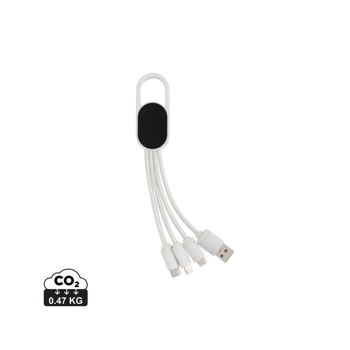 Kable usb z logo – kabel do ładowania 4 w 1 z karabińczykiem P302.073_S_0 Kabel do ładowania 4 w 1 z karabińczykiem P302.073_S_0