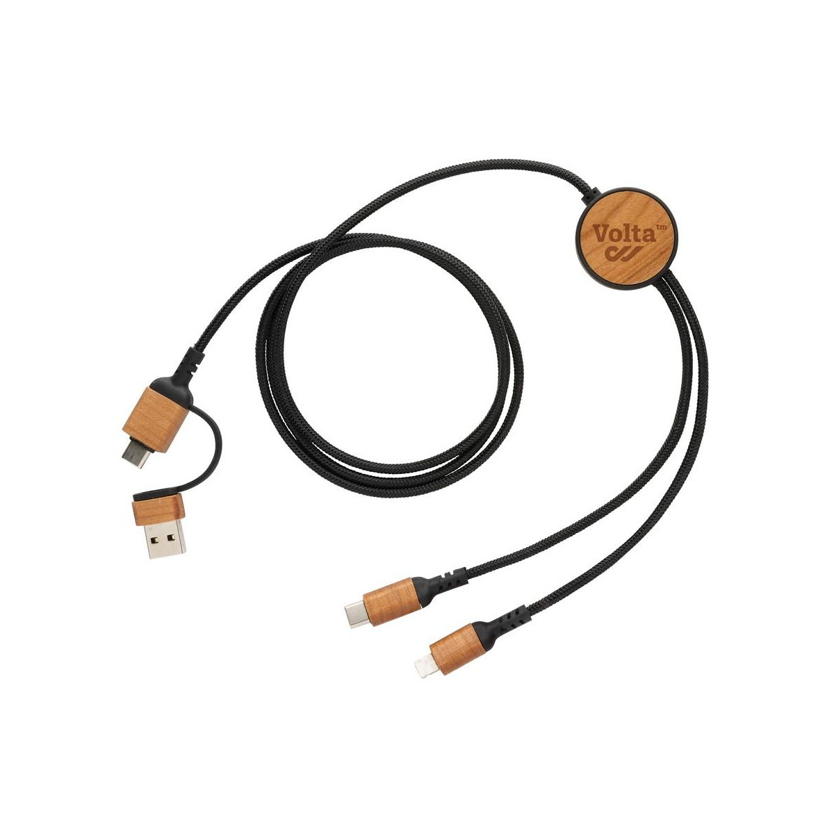Kable usb z logo – kabel do ładowania 6 w 1 ohio, plastik z recyklingu P302.861__D_100 Kabel do ładowania 6 w 1 Ohio, plastik z recyklingu P302.861__D_100
