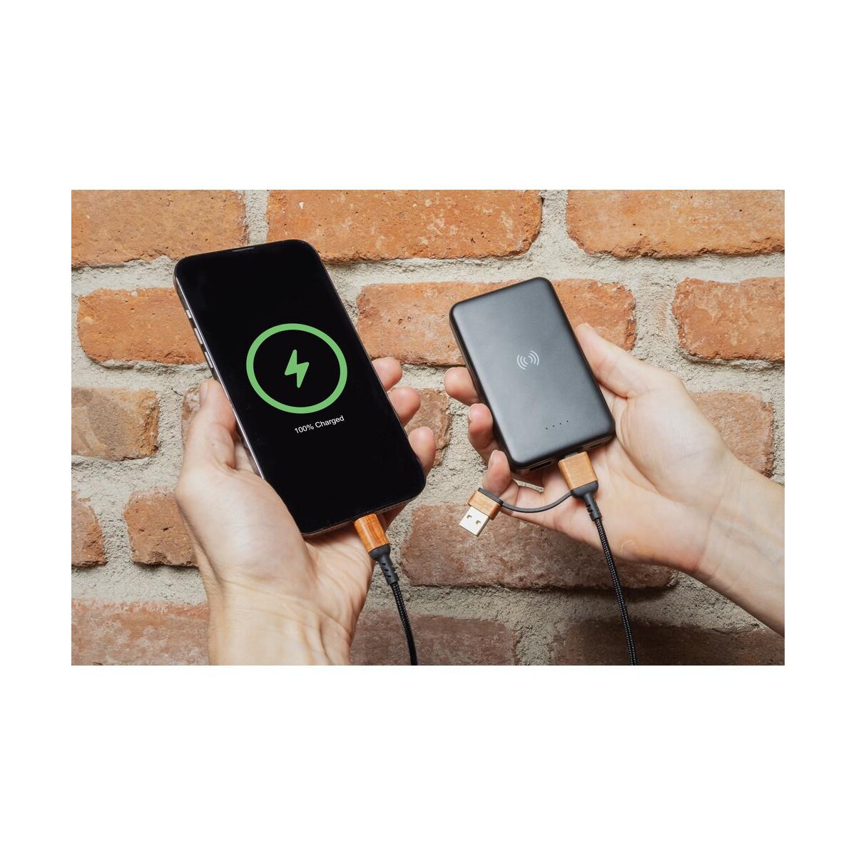 Kable usb z logo – kabel do ładowania 6 w 1 ohio, plastik z recyklingu P302.861__M_401 Kabel do ładowania 6 w 1 Ohio, plastik z recyklingu P302.861__M_401