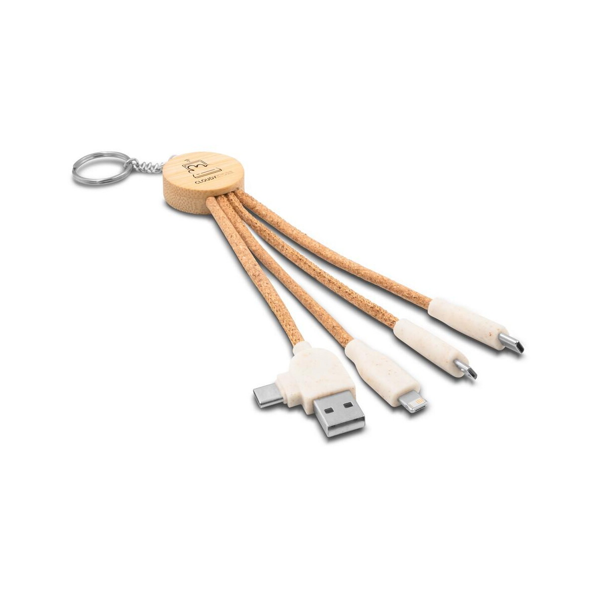 Kable usb z logo – korkowy kabel do ładowania b’right, bambusowy element, brelok do kluczy | antez V1294-00_ILG01 Korkowy kabel do ładowania B'RIGHT, bambusowy element, brelok do kluczy | Antez V1294-00_ILG01