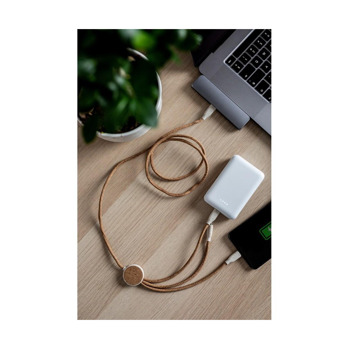 Kable usb z logo – korkowy kabel do ładowania b’right | brent V0048_A Korkowy kabel do ładowania B'RIGHT | Brent V0048_A