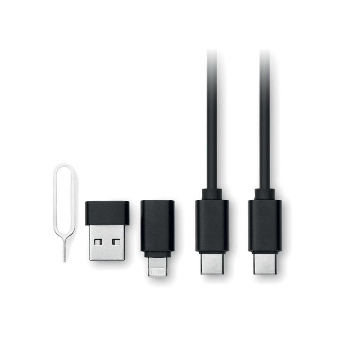 Kable usb z logo – zestaw złączy kablowych 4 w 1 1 cawatt mo2530-03-side Zestaw złączy kablowych 4 w 1 1 CAWATT mo2530-03-side