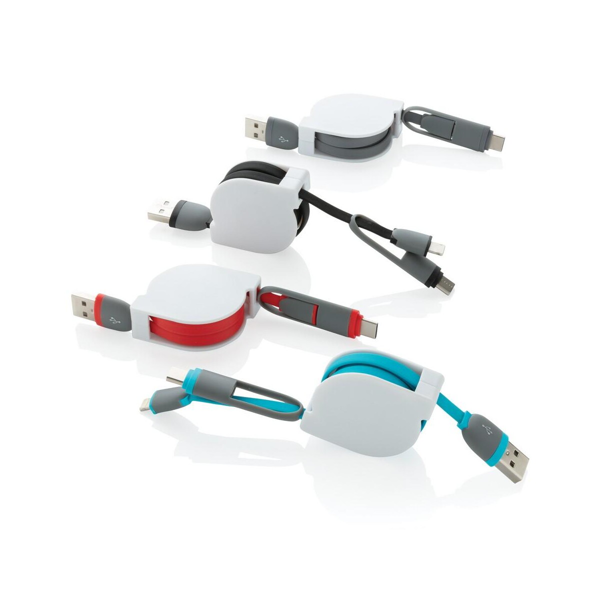 Kable usb z logo – zwijany kabel do ładowania i synchronizacji 3 w 1 P302.223__G_300 Zwijany kabel do ładowania i synchronizacji 3 w 1 P302.223__G_300