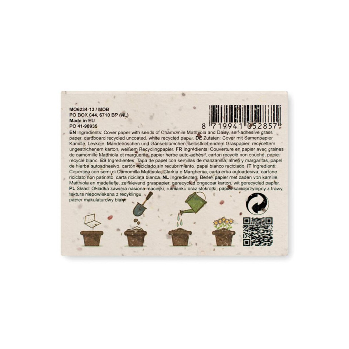 Karteczki samoprzylepne z logo – zestaw kartek z nasionami grow me mo6234-06-back Zestaw kartek z nasionami GROW ME mo6234-06-back