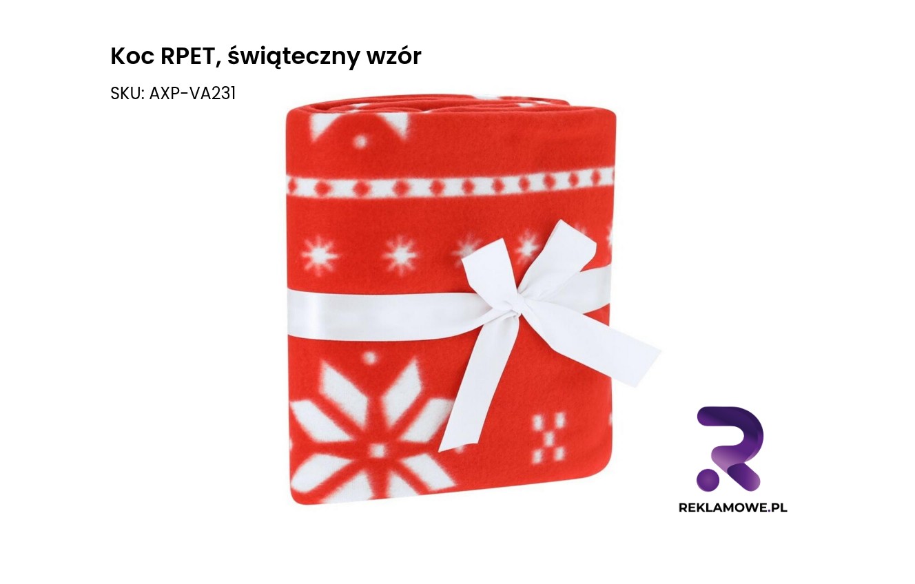 Koc RPET ze świątecznym wzorem – ekologiczny koc na zimę i święta
