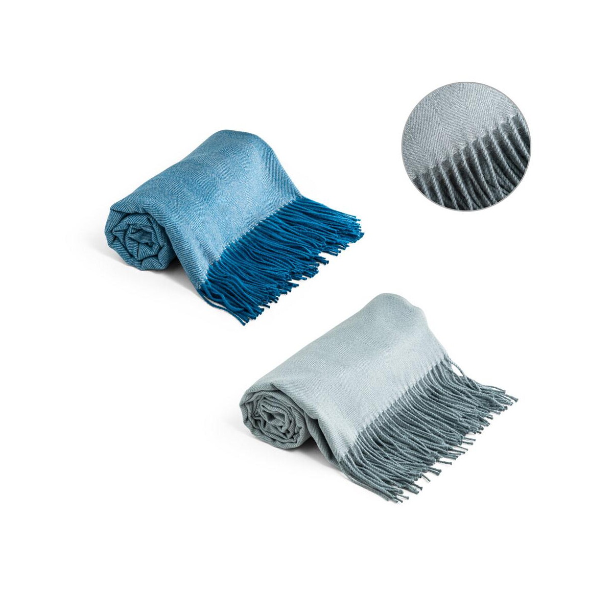 Koce z logo – smooth. 100% akrylowy koc ze wstążką i kartą do personalizacji (270 g/m²) 99044_set SMOOTH. 100% akrylowy koc ze wstążką i kartą do personalizacji (270 g/m²) 99044_set