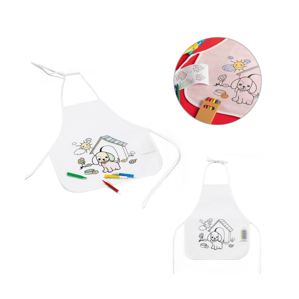 NILO. Fartuch z non-woven dla dzieci do pokolorowania (80 g/m²) 99834_set